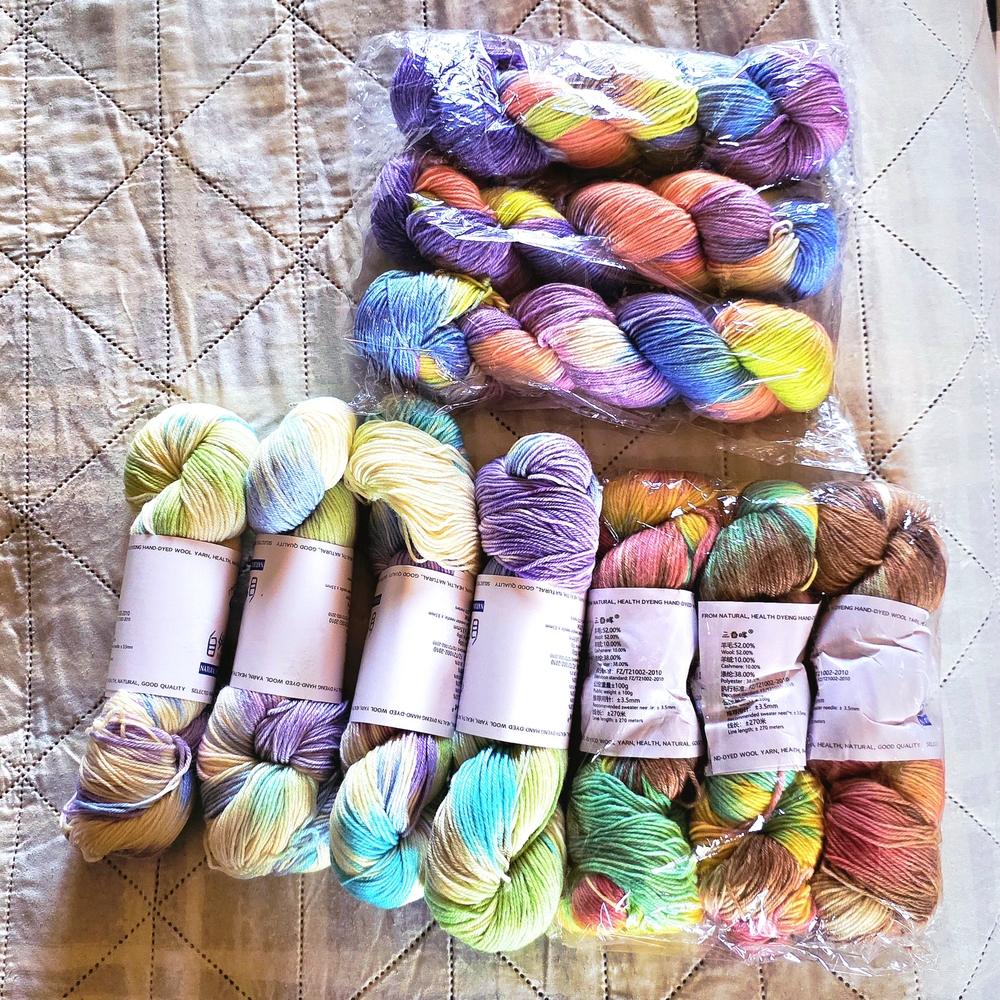 Blue and Pink Fiber Arts Yarn Collection
